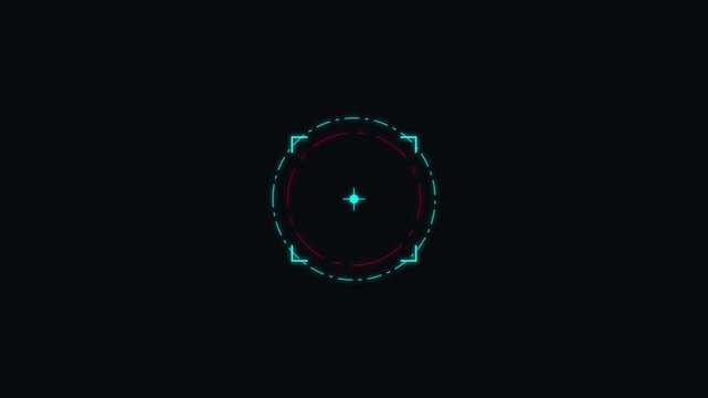 Digital hud target reticle overlay for sci-fi gaming and ui animation 4k