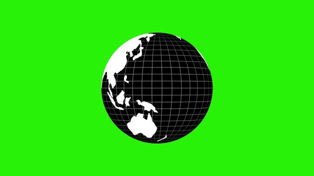 Stylized globe with grid lines minimalist planet earth map animation