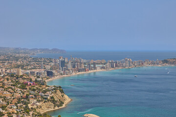 Obraz premium Panoramic aerial view of Calpe city and Mediterranean coastline