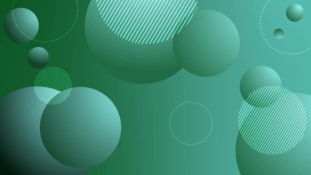 Abstract background with overlapping 3d spheres and dotted and striped circular patterns modern minimalist geometric design animation