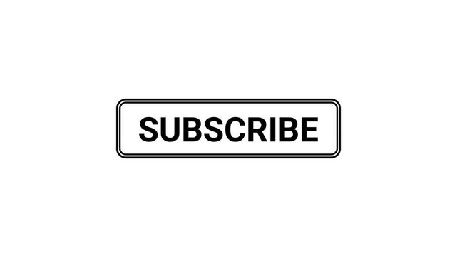 Animated 3D outline subscribe button press isolated on white background. Modern minimalist call to action UI graphic element for content creators.