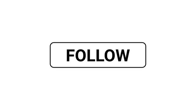 Black and white 3D follow button clicking animation isolated on white background. Minimalist social media UI icon for video overlay.