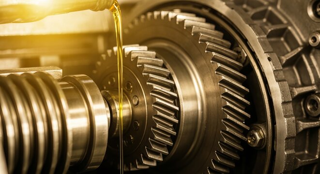 Industrial Machinery Metal Gear System Mechanism Lubricated with Fresh Cooling Technical Engine Oil