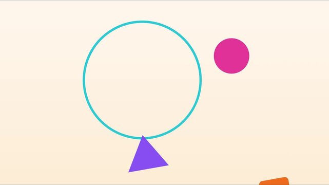 Dynamic geometric shapes animation with floating circle, square, and triangle motion 4k abstract