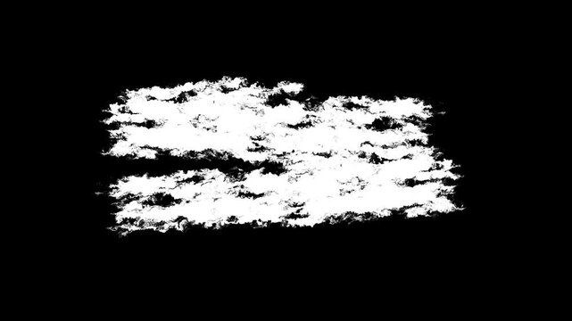 Grunge white paint stroke motion graphic animation, rustic chalk brush texture reveal backdrop, artistic matte transition element, custom title lower third frame on black background. 4k video