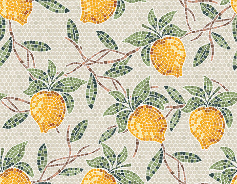 Stylish Seamless mosaic  pattern  Vector illustration Summer Vintage Elegant tile ornament