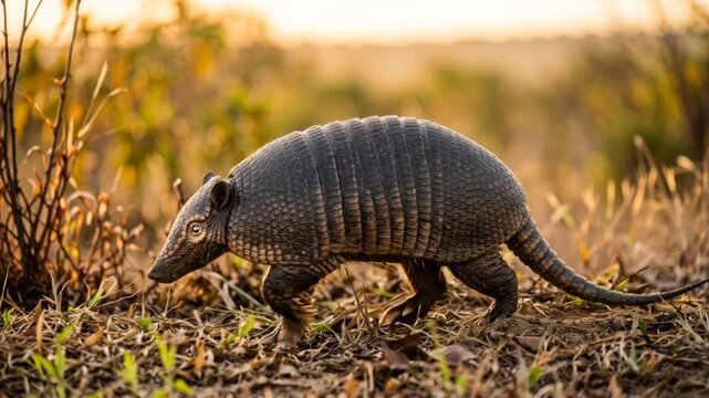 giant armadillo close up in pantanal brazil morning light video