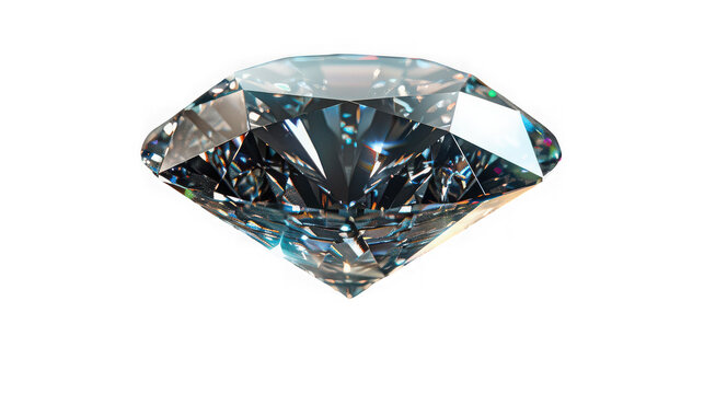 Brilliant faceted gemstone sparkle refraction with brilliant cut diamond on transparent background