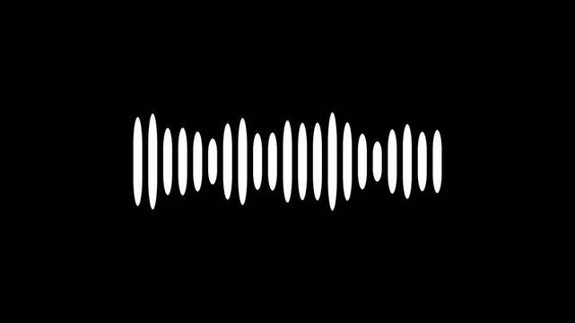 Audio wave visualization on a transparent background, digital sound wave and frequency level display, audio waveform spectrum animation, Audio Equalizer Background Animation in 4k.