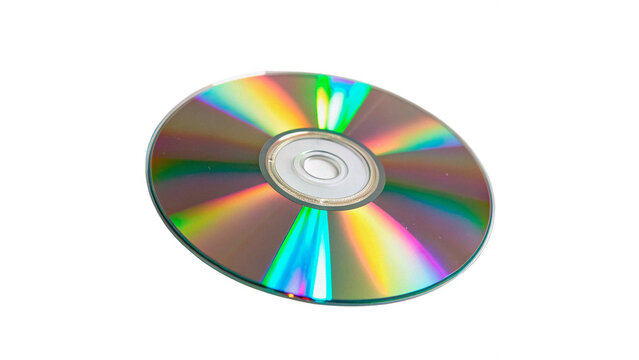 Compact disc cd dvd shiny holographic rainbow surface texture isolated on transparent background cut out