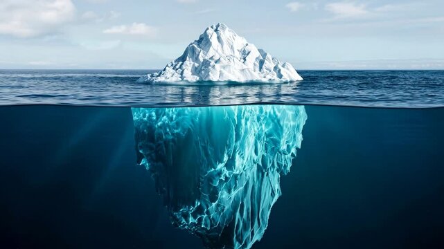 iceberg viewed above and below the water at morning light in greenland arctic video