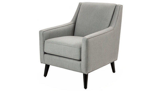 Modern grey fabric armchair comfortable home living room office furniture isolated on transparent background cut out