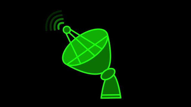 Simple satellite dish icon with signal waves animation