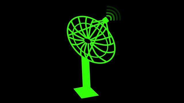 Satellite dish icon with signal waves simple communication symbol animation