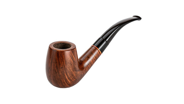 Classic wooden smoking pipe tobacco vintage retro gentleman accessory isolated on transparent background cut out