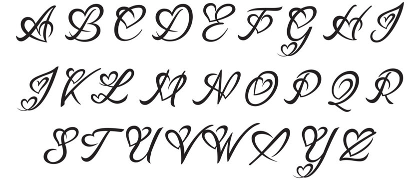 Elegant black cursive alphabet letter set featuring uppercase A to Z characters on a white background. Decorative handwritten typography style. Stylish vector font collection for creative designs.