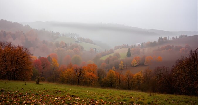 Misty autumn Transcarpathia

