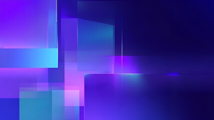 Obraz premium Futuristic neon glowing overlapping glass panes abstract background, purple and blue gradient geometric tech composition for web.