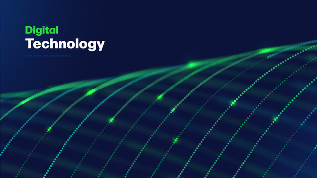 Technology Digital Finance Data Flow Abstract Background Supports Corporate Banking Presentations, Fintech Branding, Payment Solutions, And Secure Financial Communication. Vector Illustration.