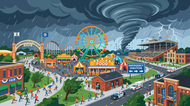 Carnival Fair Tornado Disaster Emergency Evacuation