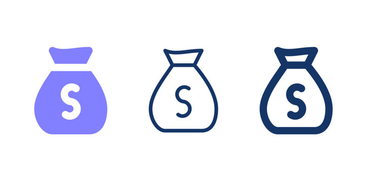 Money bag line icon. Deposit solid vector icon. 