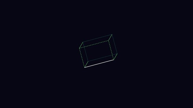 Minimalist 3 d wireframe cube rotating on dark background: abstract geometric motion for technology and projects animation 4k