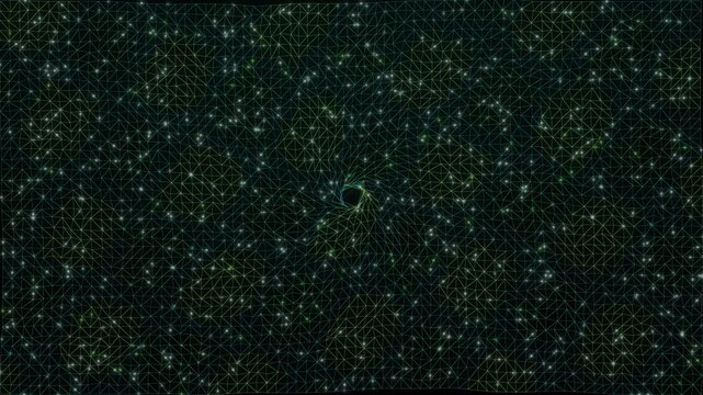 Green Digital Plexus Grid Background with Central Circular Portal Frame Placeholder