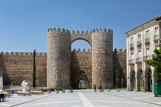 Avila, spain; 07 25 2026 plaza del alcazar and ancient avila walls in spain