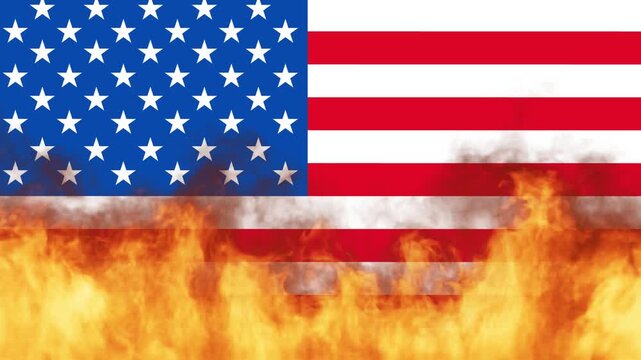 Burning USA flag - background loop