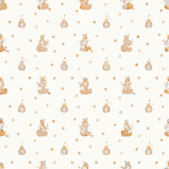 seamless pattern with cute bear illustrations illustration animal repeating design artwork background white © Amrito