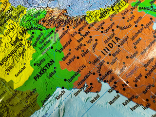 Close up map of india pakistan and south asia region © Anha