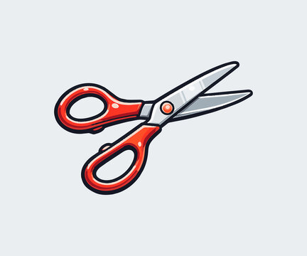 Red handled scissors vector illustration