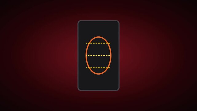 Minimalist abstract oval shape pulsing animation with geometric lines on dark 4k background