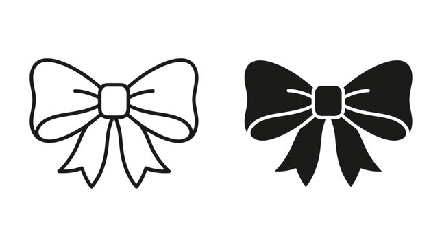 Bow Silhouette Designs Black And White Vector Illustration