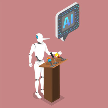 3D Isometric Flat Vector Illustration of AI Hallucination, The Increase In Awareness Of Misinformation From Artificial Intelligence
