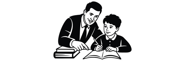 Obraz premium Teacher Assisting Student With Reading Lesson