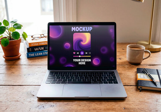 Screen Mockup Laptop On Desk