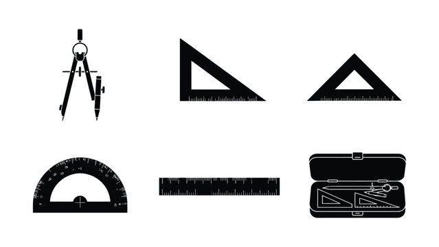 Set of classic drafting and measuring tools