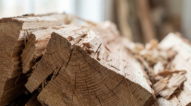 Close-Up of Freshly Split Firewood Logs