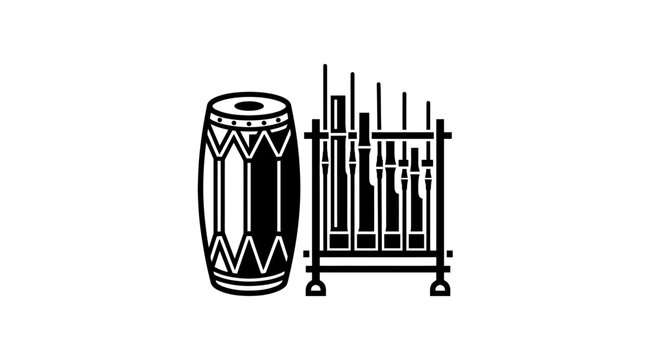 Indonesian angklung and kendang drum set illustration