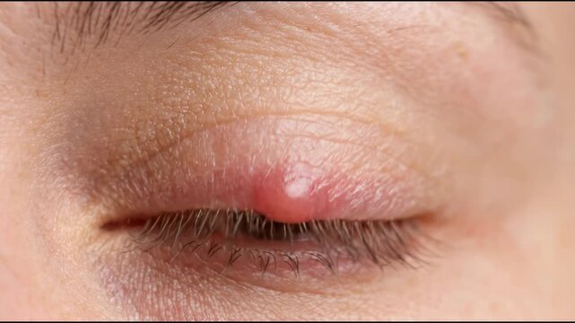 Eye Stye Hordeolum Affecting a Persons Eyelid Causing Inflammation and Discomfort Representing Ophthalmic Conditions and Health Issues