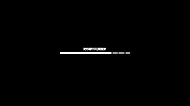 A digital system update progress bar loading on screen