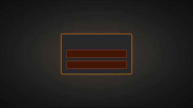 Minimalist glowing menu interface animation with pulsing neon border and dynamic rectangular bars 4k