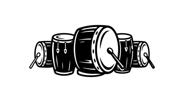 Set of traditional Indonesian kendang percussion drums.