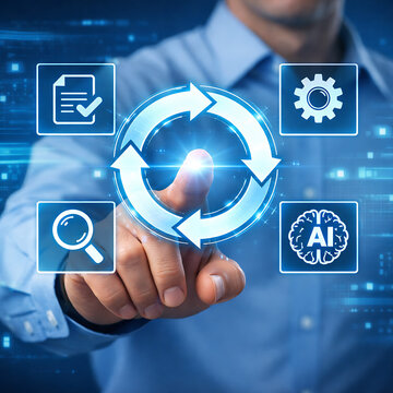 Business Professional Managing AI Powered Workflow Automation and Digital Process Integration