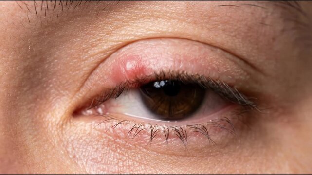 Eye Stye Hordeolum Swelling on Eyelid Close Up View of an Infected Eyelid Revealing Inflammation and Discomfort