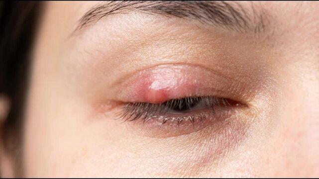 Eye Stye Hordeolum Close Up Medical Condition Painful Red Swelling on Eyelid Demonstrating Ocular Health Concerns