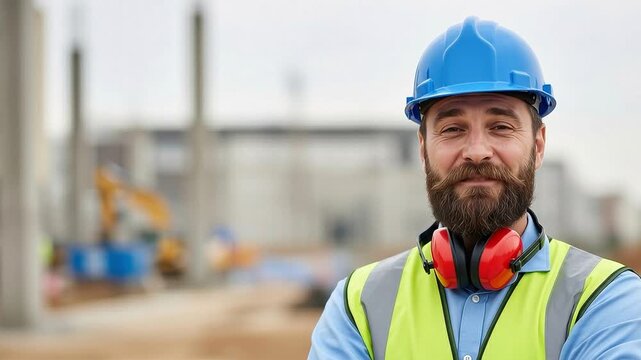 Construction worker with safety gear