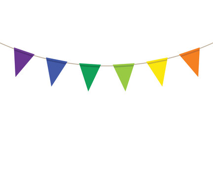 Colorful bunting flags hanging on a string