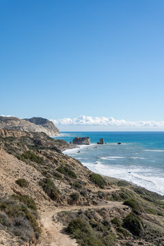Coastal cliffs and blue sea